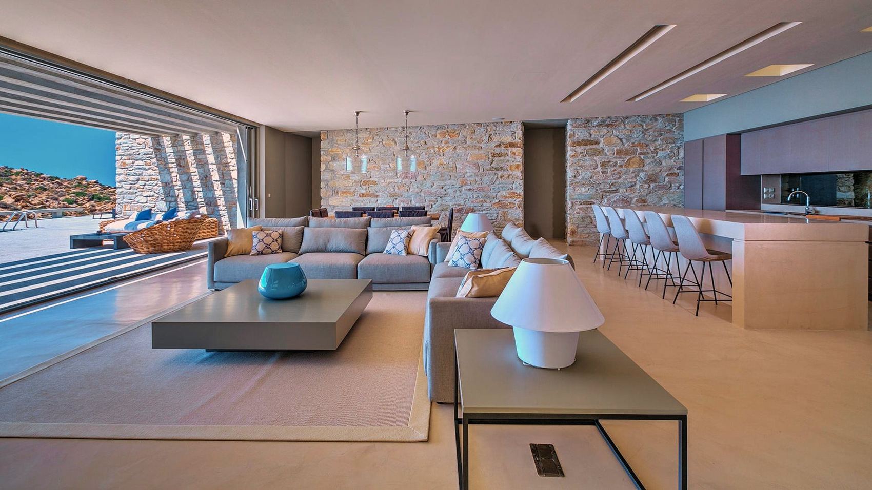 Living room of Villa Mylo's main house